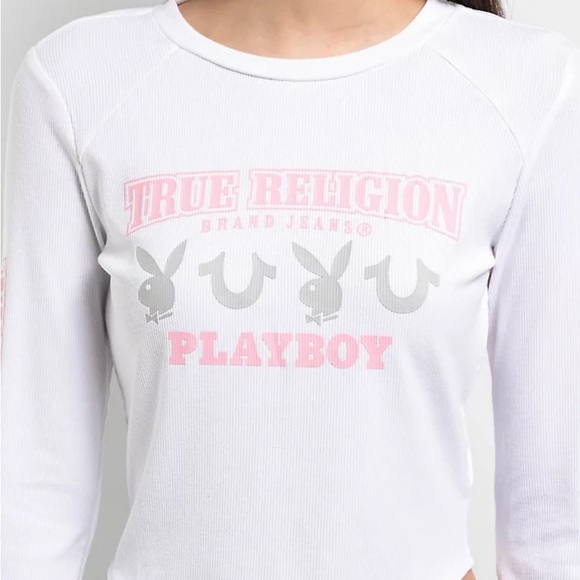 True Religion X Playboy White and Pink Top - Picture 2 of 10